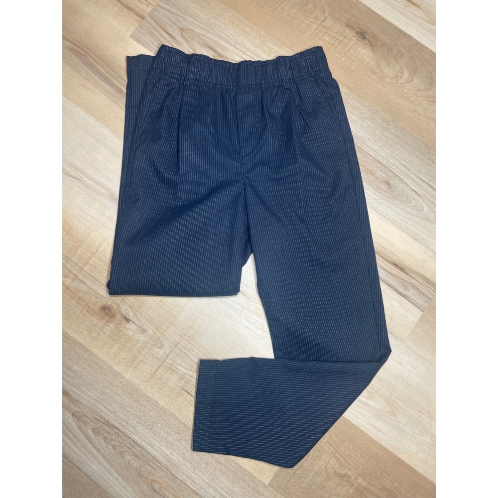 Gap Womens Navy Blue Pinstripe Elastic Waist Tapered Trousers Size 4 Pants - Picture 1 of 8